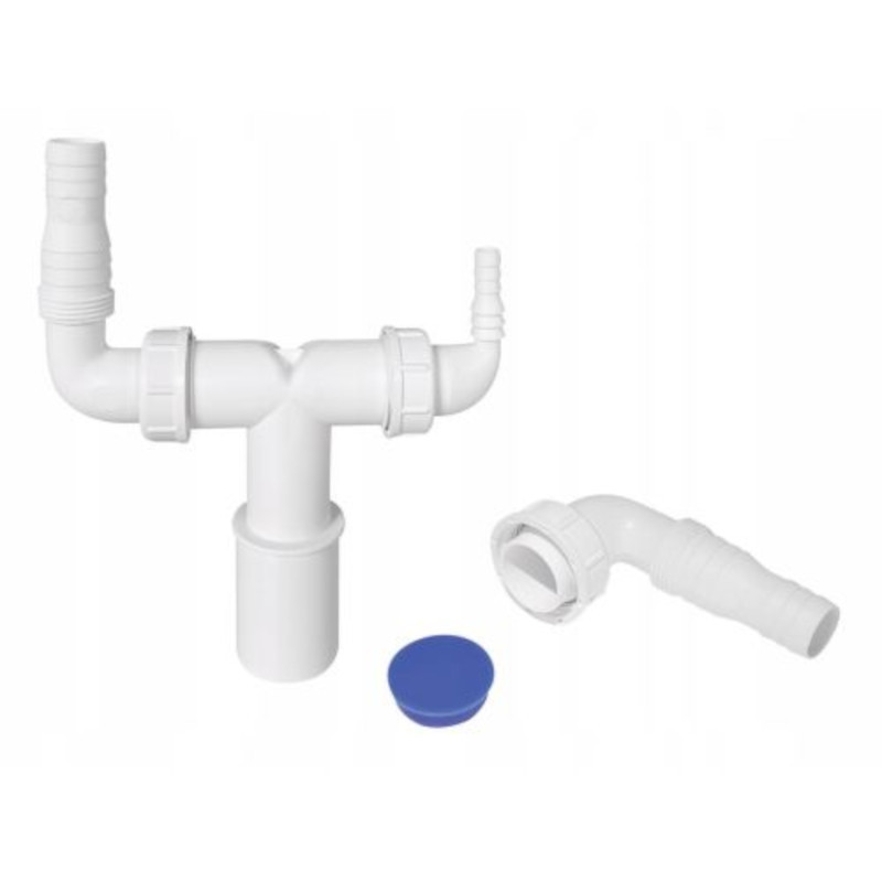 Адаптер с 2-мя отводами под углом 90° для подкл. БТ 10-13/20-23 мм с обр. клап. выход 32/40 мм