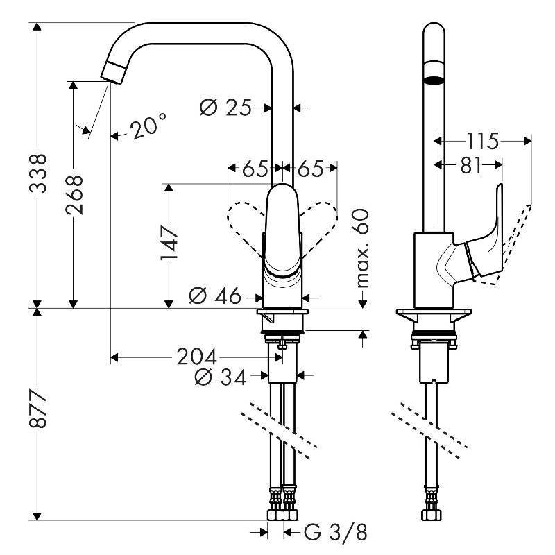 Смеситель для кухни Hansgrohe Focus 260 однорычажный хром 31820000