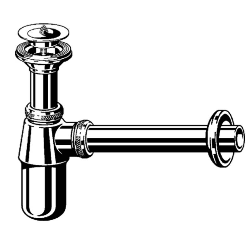Сифон бутылочный Viega 5754 1 1/4х32 мм с универсальным отводом и пробкой хромированный 102845