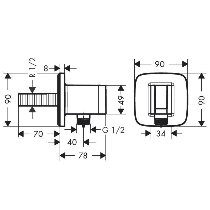 Шланговое подсоединение Hansgrohe FixFit E с держателем хром 26485000