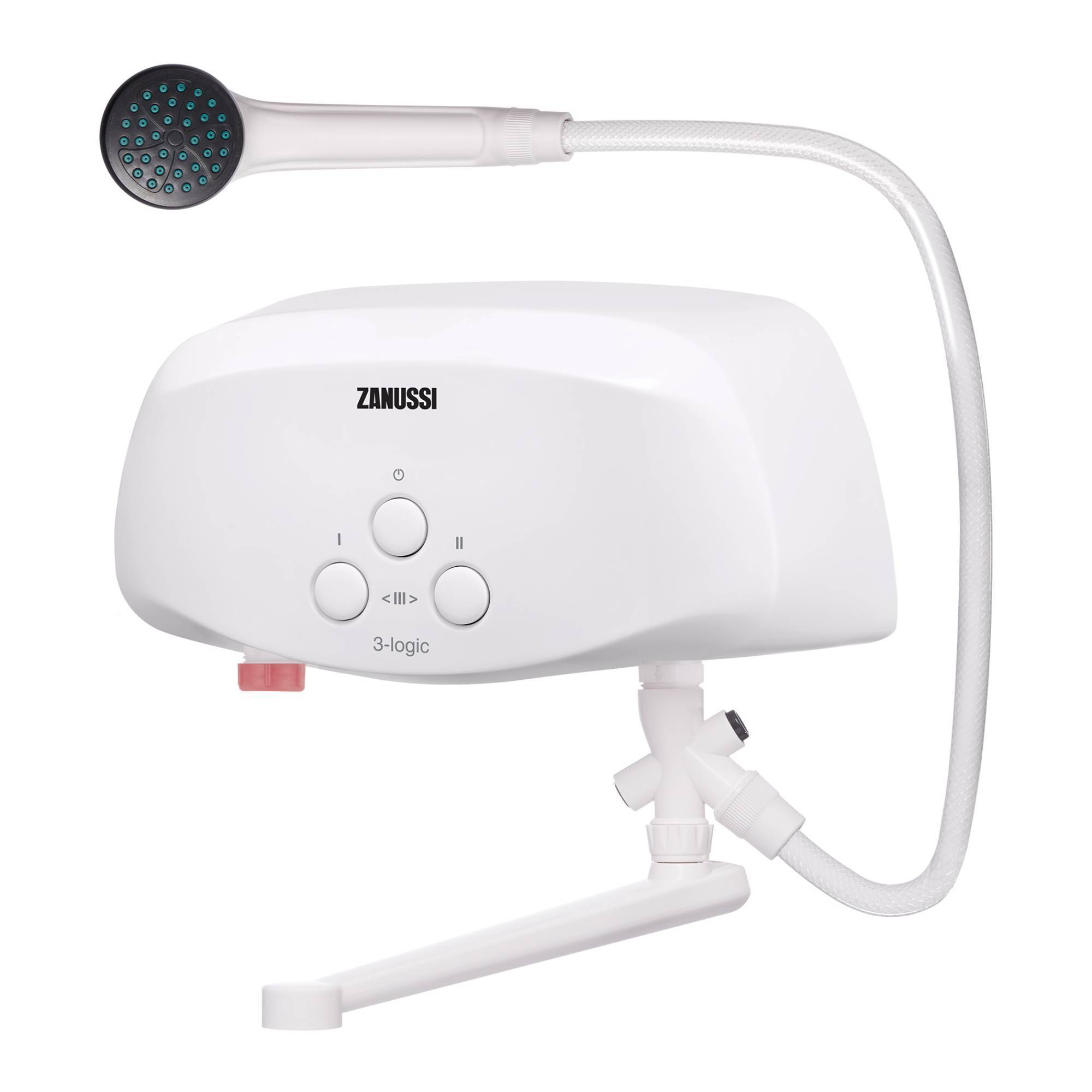 Водонагреватель проточный электрический Zanussi 3-logic 5.5 TS 5.5 кВт кран и душ 1064836